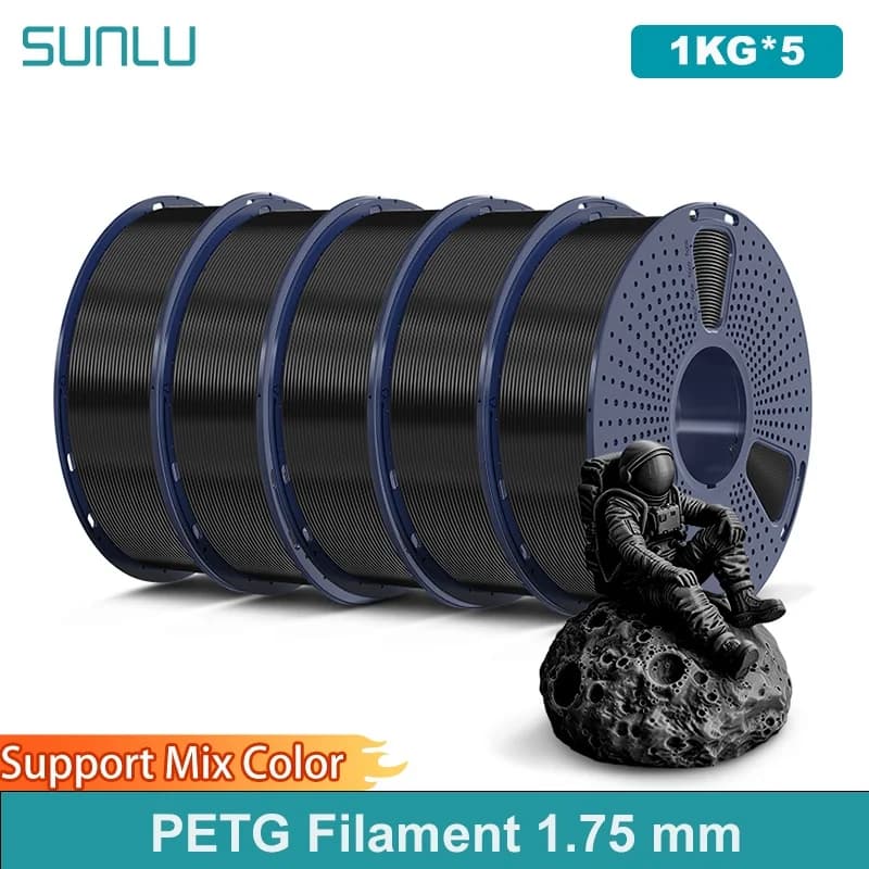 SUNLU Transparent PETG/PETG Filament of 5 kg 1,75 ±0.02 mm 1 kg coil (2.2 lb) High tenacity thread suitable for most FDM printers