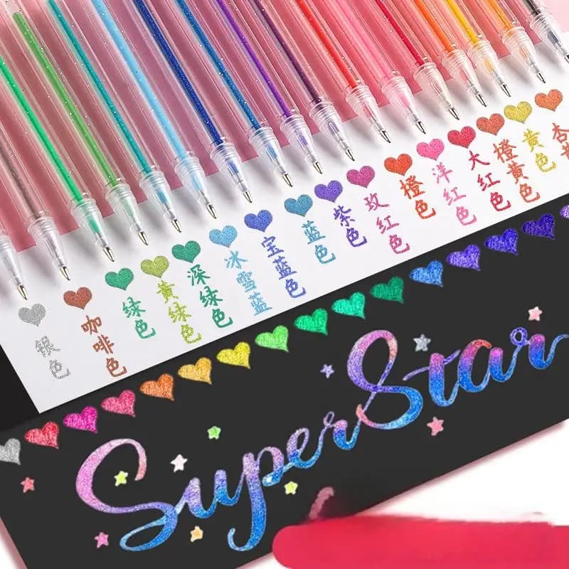 8/12/24/36 Colori Glitter Penne Gel Retrattile e Uncap Tipo Scrittura Pennarello artistico Colorazione Disegno Ufficio Studente di cancelleria