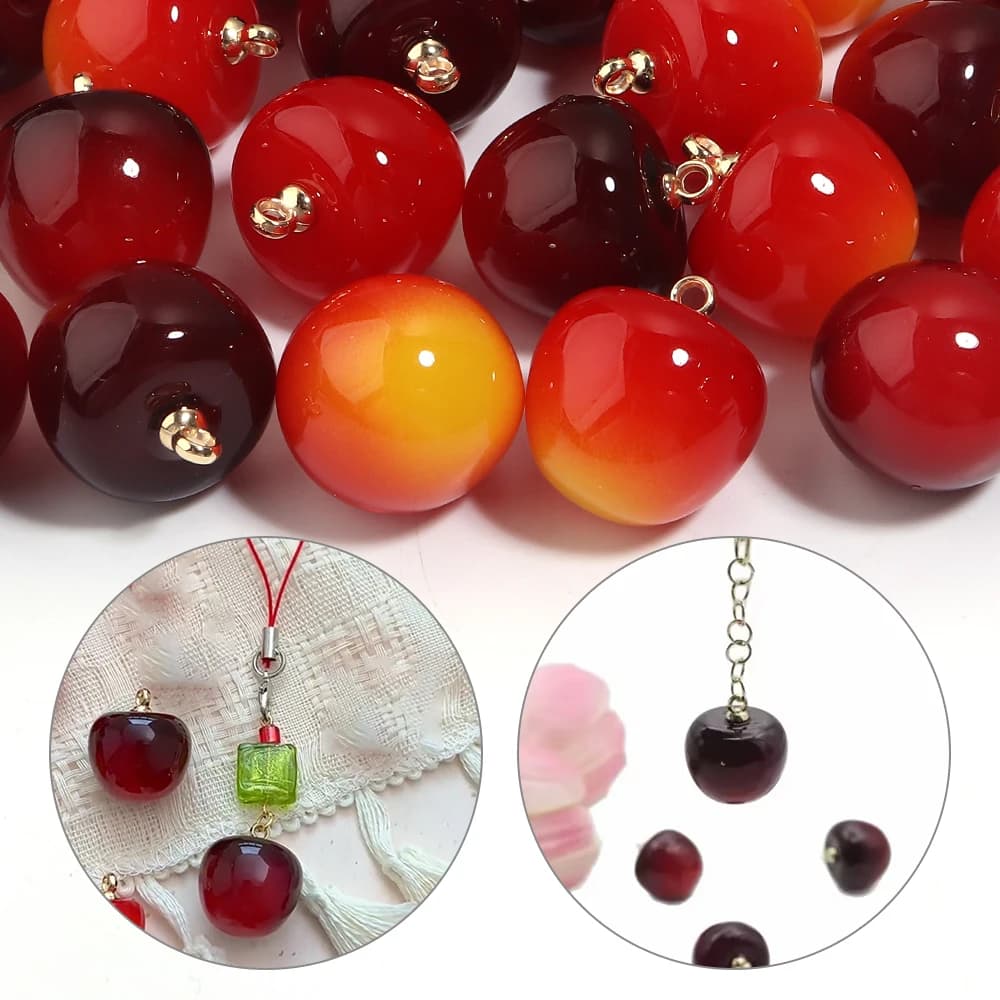 10 pezzi con foro per appendere perline acriliche di frutta perline di ciliegio perline sfuse per creazione di gioielli accessori per ciondoli per collane fai da te