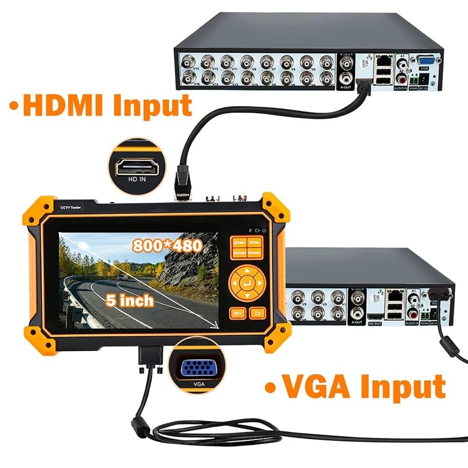 Tahlitech CCTV Test AHD CVI TVI SDI Videocamera di Sorveglianza Monitor 4K Cftv Tester con Cavo di Ingresso HDMI VGA Tracker CamerTest
