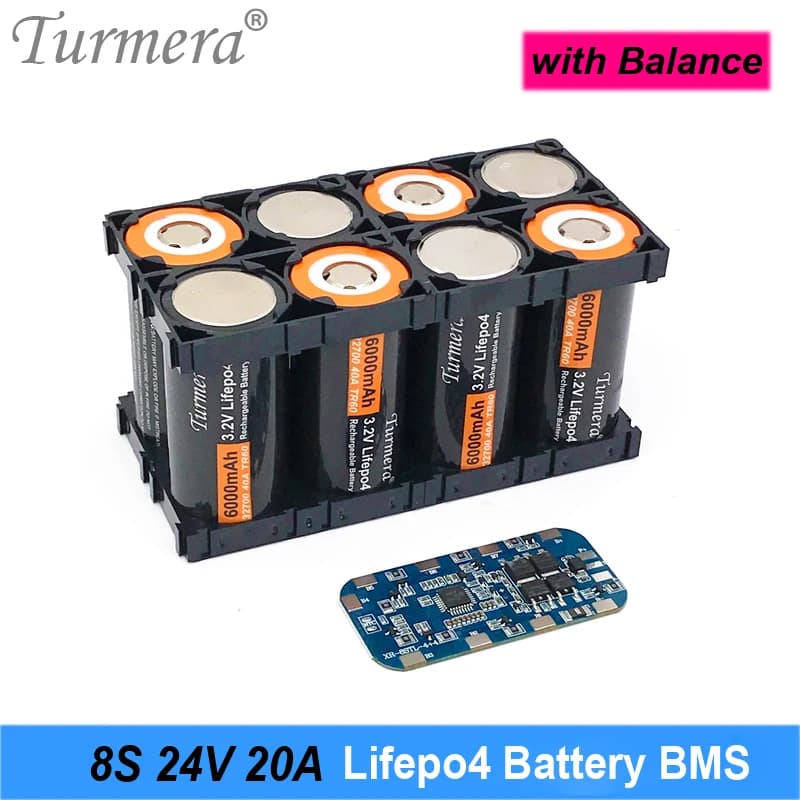 Turmera 8S 24V 29.2V 20A Lifepo4 Batteria BMS Bilanciamento Scheda protetta per 18650 32650 32700 33140 Uso di celle al litio ferro fosfato