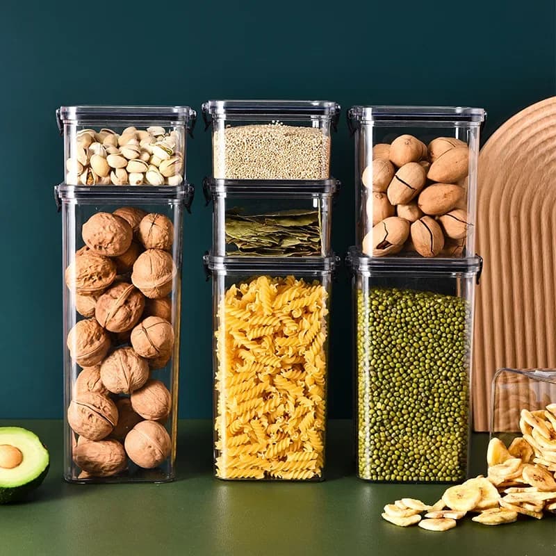 yes1PC Grain Jar Kitchen Sealed Container Food Fresh-keeping Box Refrigerator Organize Waterproof Durable Sealed Jar Large Capac