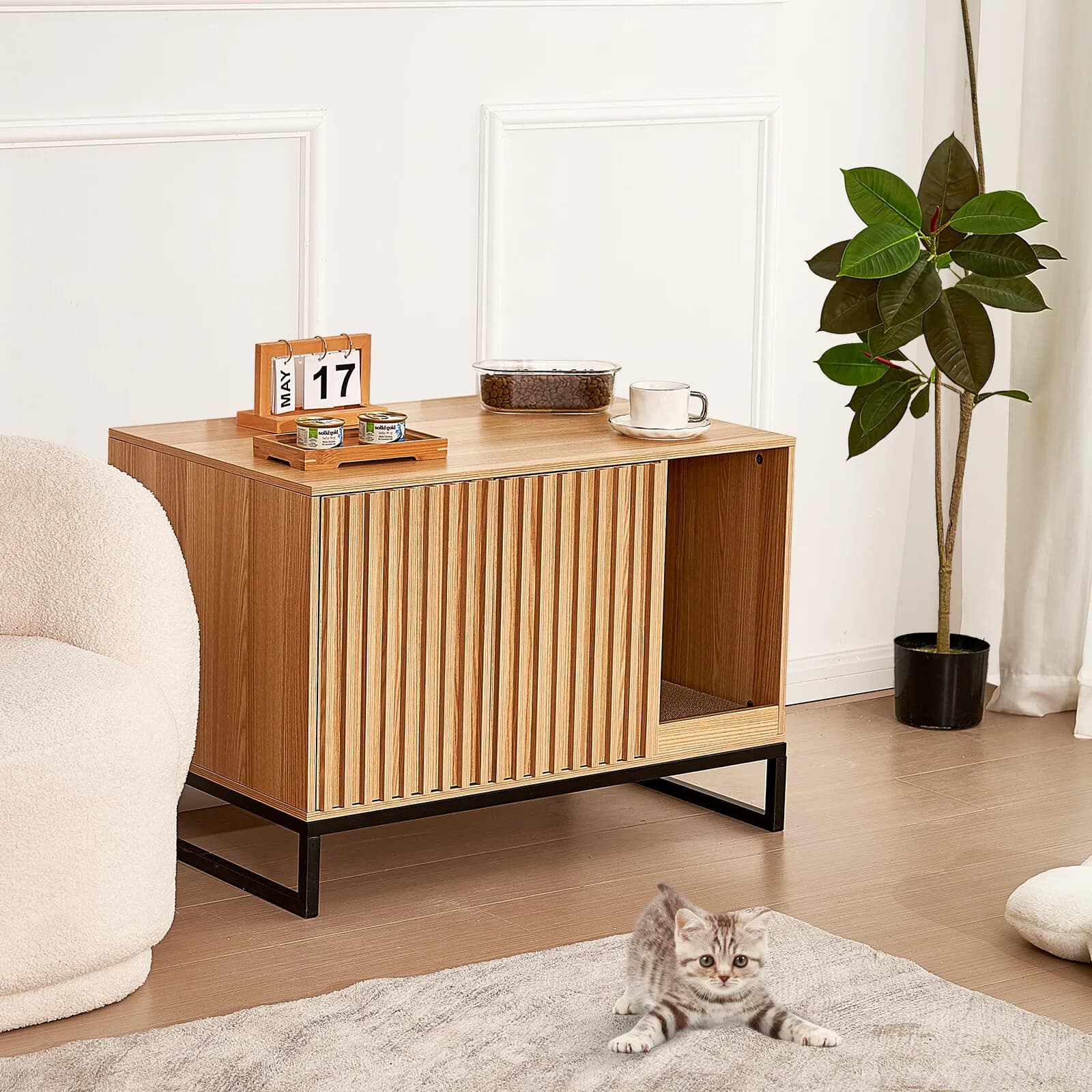 Mobili per lettiera nascosti con custodia per lettiera per gatti 31,5" L x 20" L x 22" A