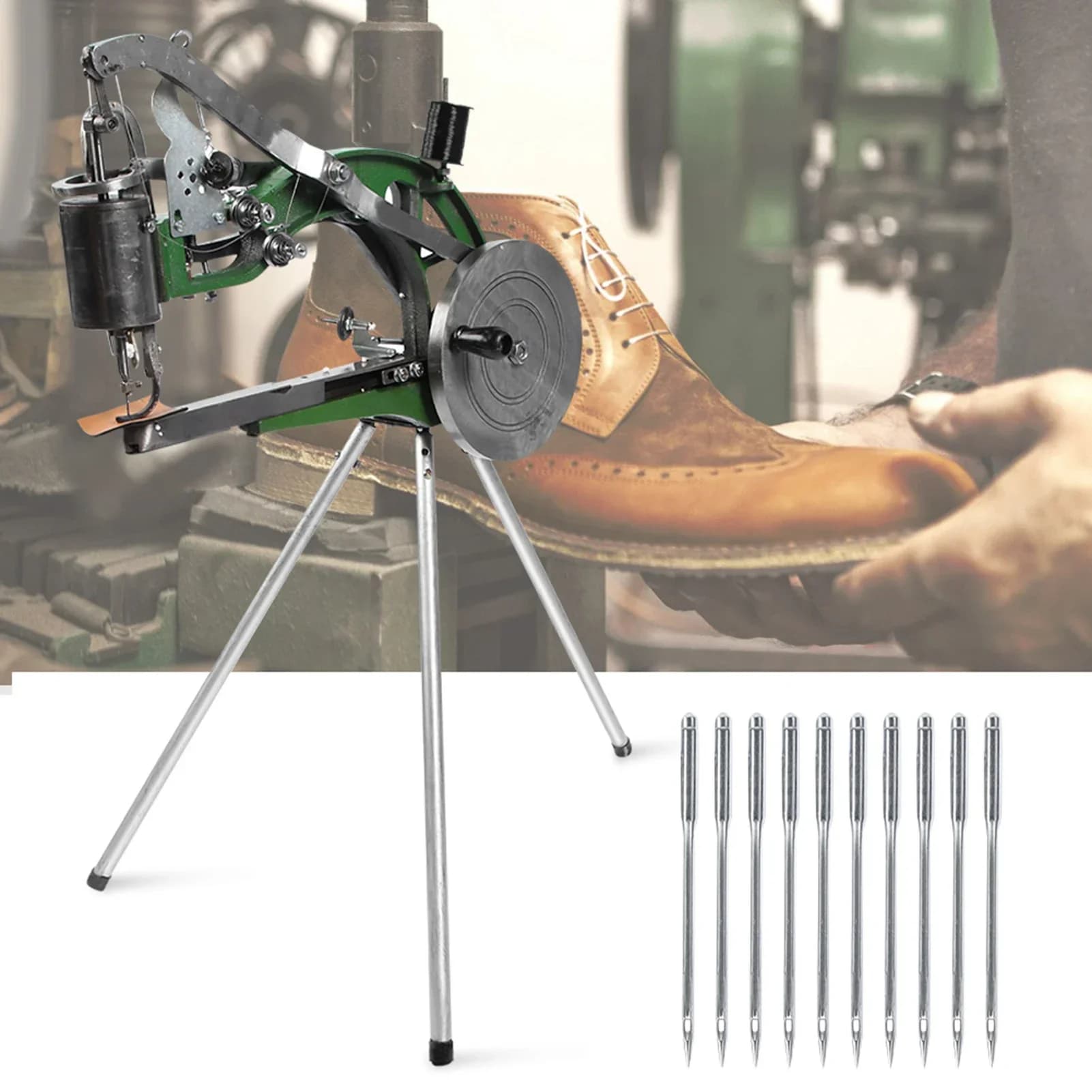 Macchina Manuale per Riparazione Scarpe in Pelle e Borse, Punto Regolabile con Filo di Nylon e Supporto