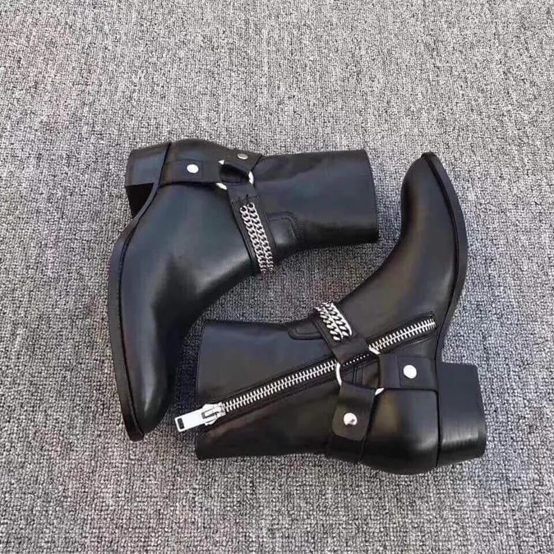 Stivali Chelsea da uomo con cerniera e punta a punta, stile americano, stivali da moto britannici alti, scarpe da uomo casual di tendenza per il street style
