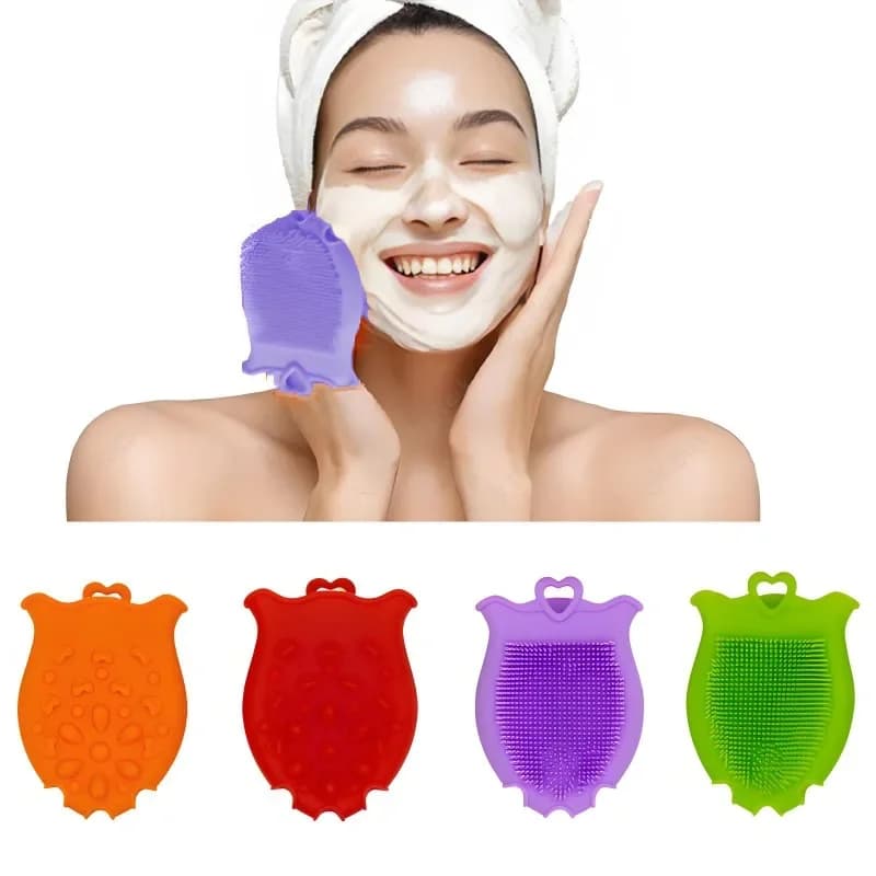 2 pezzi spazzola per il lavaggio del viso in silicone struccante pulito lavaggio pulito spazzola manuale bagno morbido pesce rosso punta delle dita strumento per massaggio viso