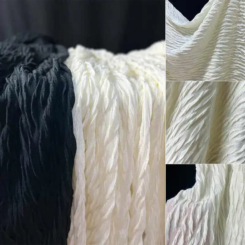 Tessuto Elastico Ondulato a Pieghe per Cucito Creativo Fai-da-te, Abbigliamento, Moda, Materiale all'Ingrosso al Metro