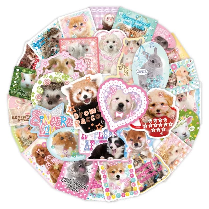 50 pz/set Kawaii Moda Scrapbook Ufficiale Adesivo Carino Vero Animale Cassa Del Telefono Chitarra Bagagli Decalcomania FAI DA TE Decor Decalcomania Regalo Per Bambini