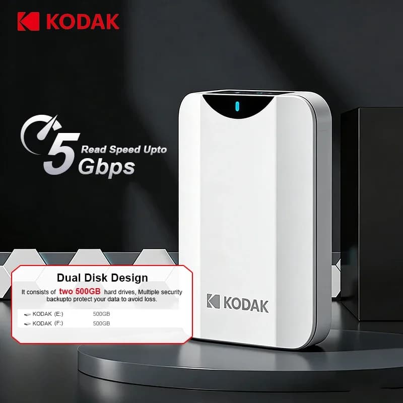 Hard Disk Portatile Kodak P232 1TB 2TB USB 3.2 PHDD Fino a 100M/s 2.5" HDD Esterno Perfetto per PS4 PS5 Xbox Mac PC