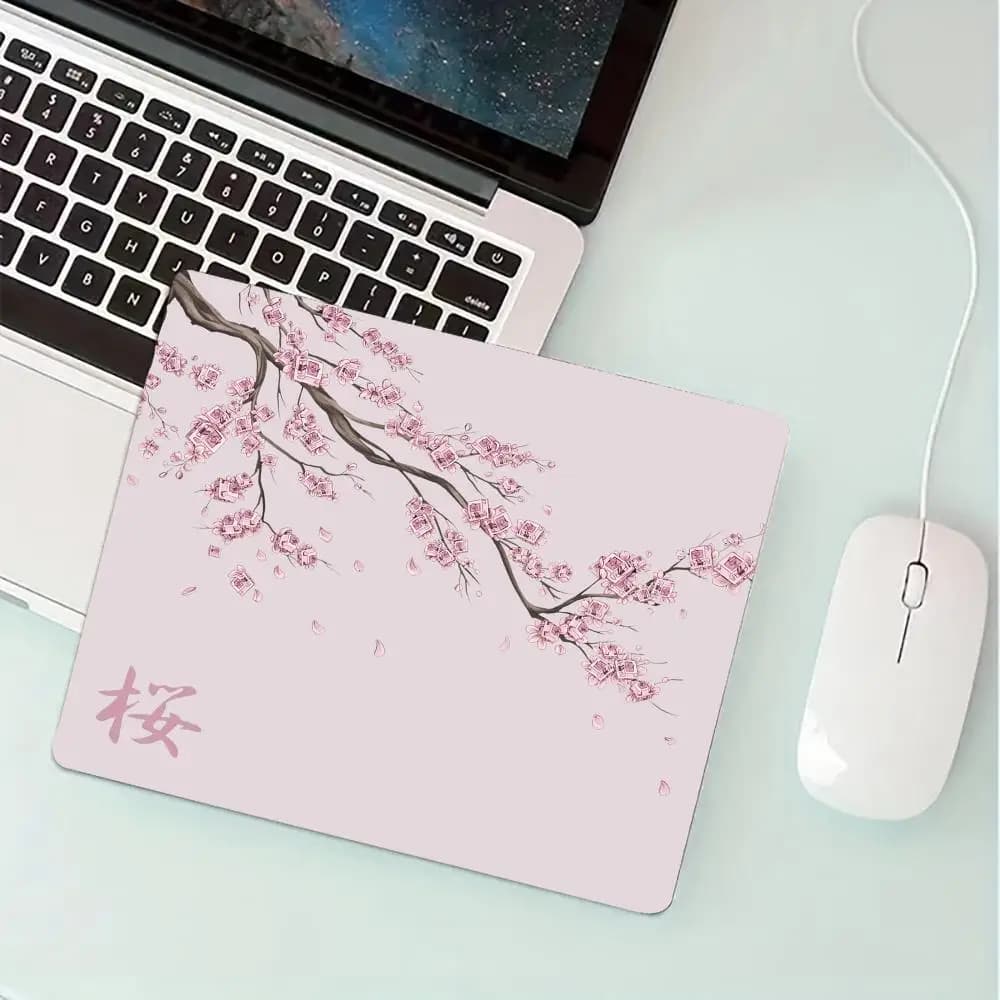 Small mouse mat with Japanese style cherry blossoms Mouse mats Office mouse mat with non-slip sewing edge