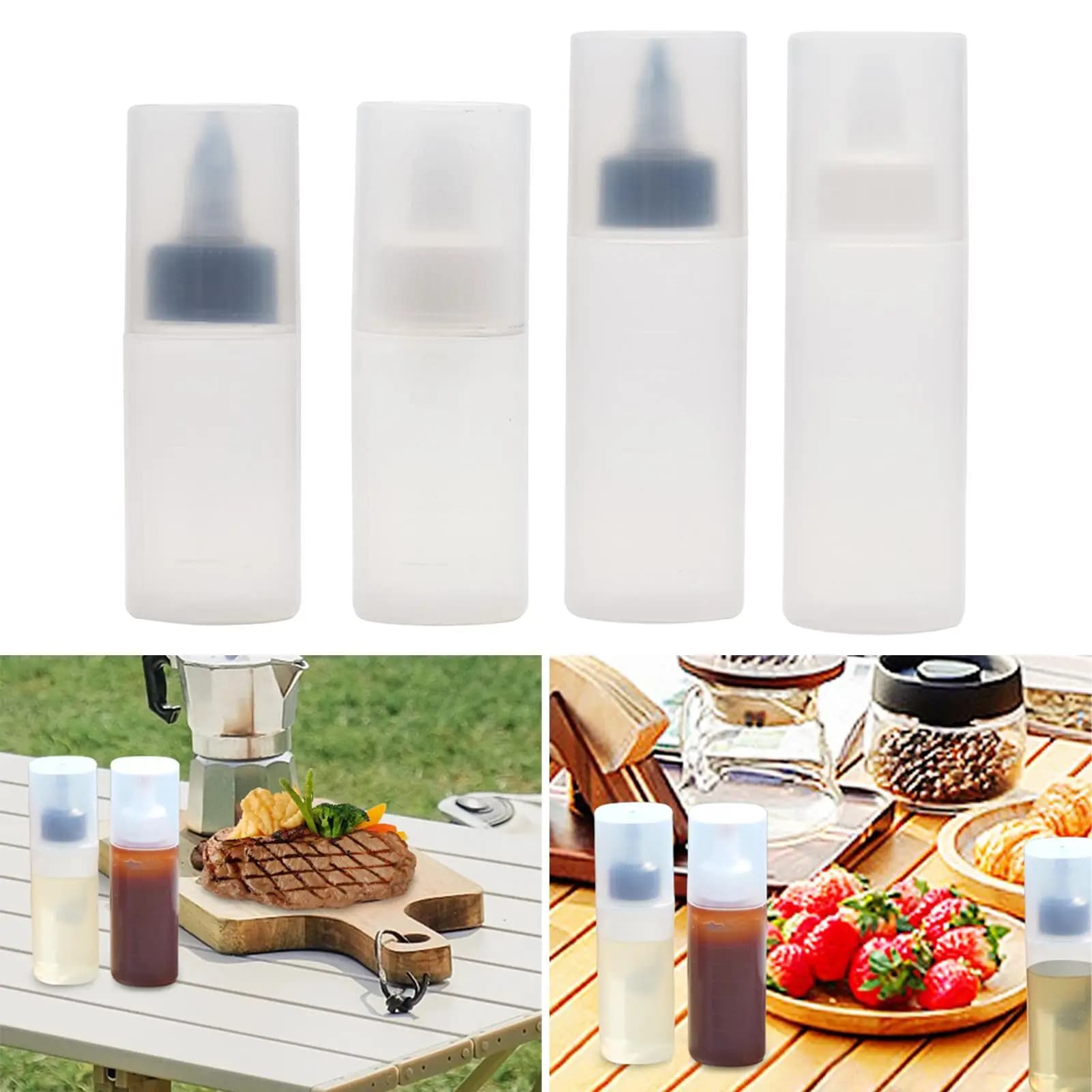 Camping Squeeze Oil Bottle with Twist Cap Lids Soy Sauce Bottle Olive Oil