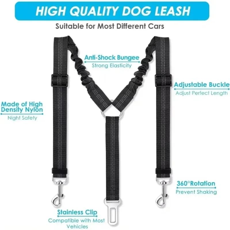Cintura di Sicurezza per Cani in Nylon Resistente per Cani Piccoli e Grandi, Guinzaglio da Viaggio per Cuccioli, Corda di Sicurezza per Auto, Regolabile, Riflettente ed Elastica