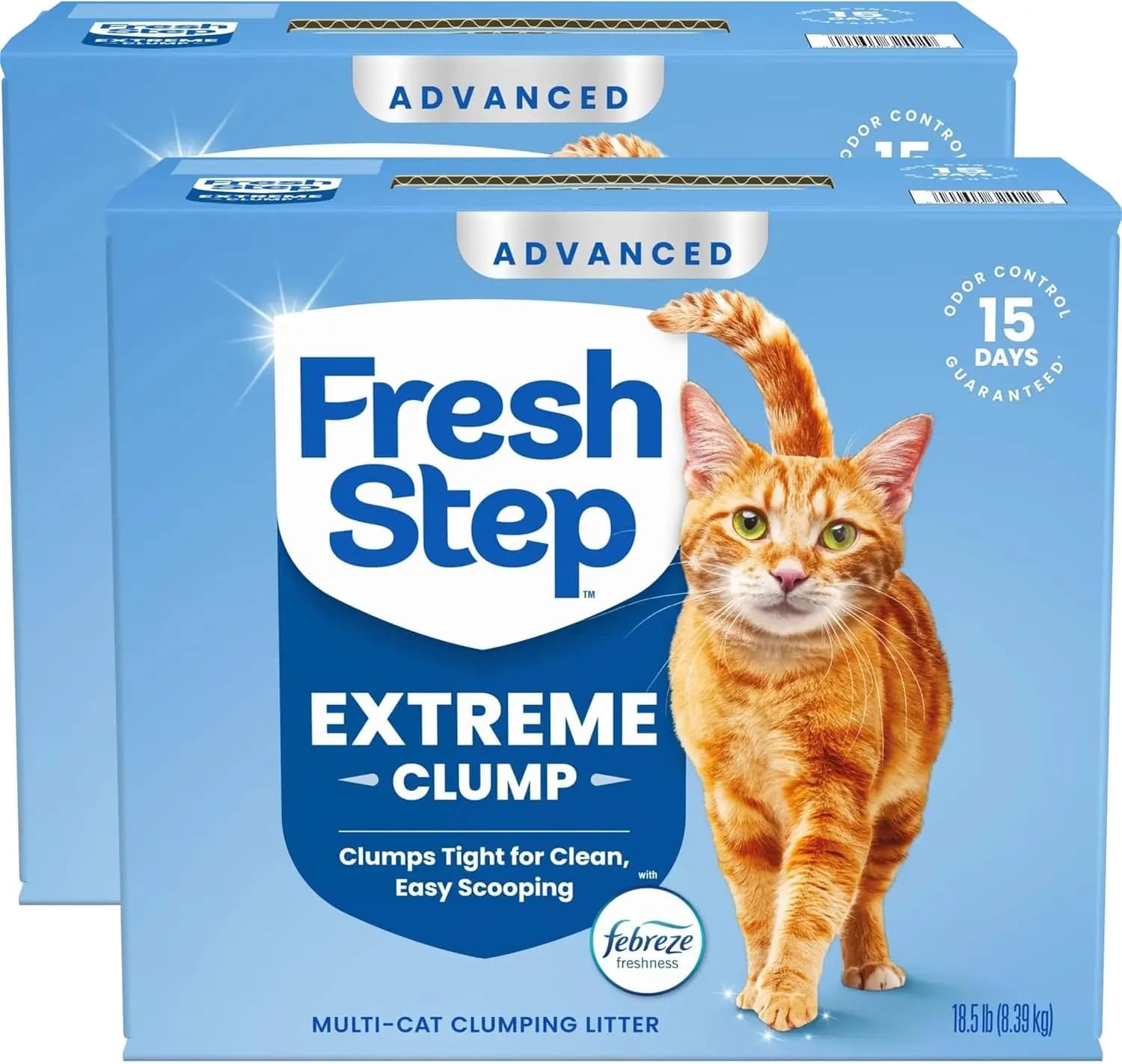 Lettiera per gatti agglomerante avanzata con profumo di montagna, combatte gli odori a contatto, 37 libbre (2 x 18,5 libbre)