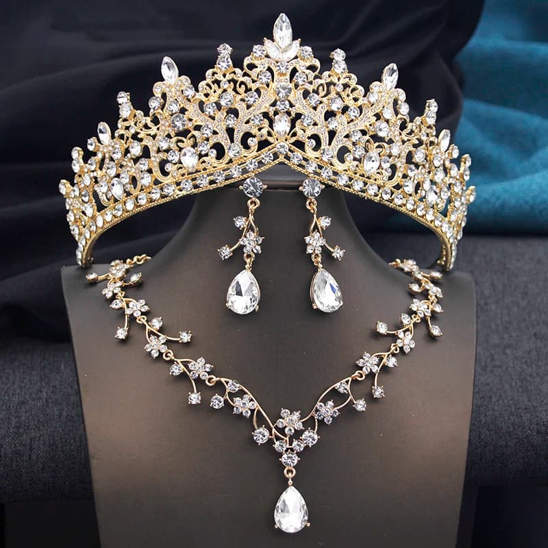 3Pack Wedding Crown Bridal Jewelry Sets for Women Tiaras and necklace earrings Party Birthday Tiaras Princess Crowns Set