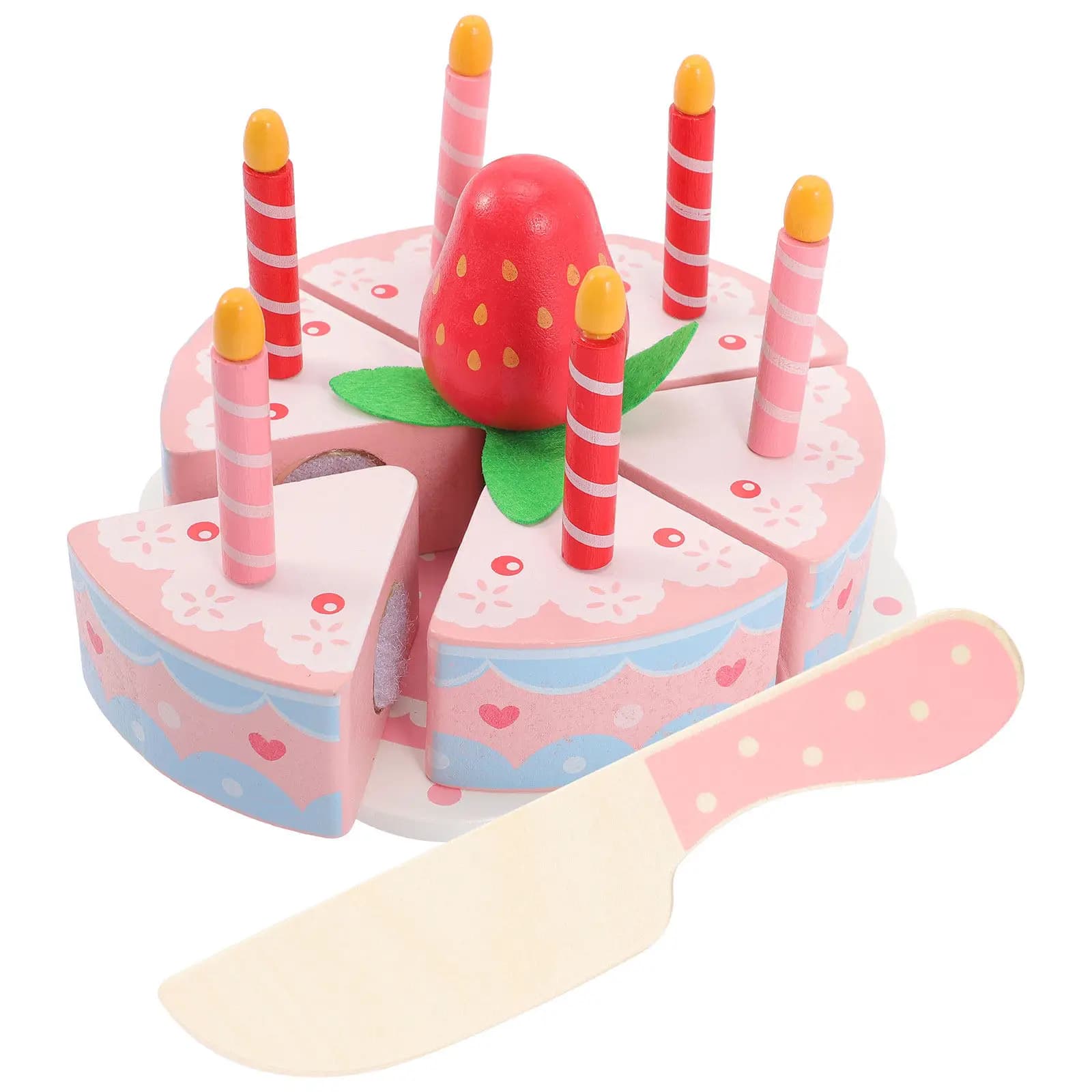 Set Gioco di Simulazione Torta di Compleanno in Legno da Tagliare per Bambini, Accessori Educativi per Cucina