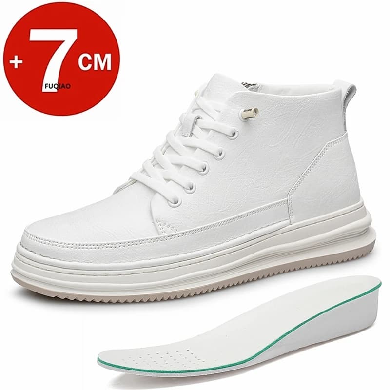 Men's high shoes with inner rise, in cow leather, casual sports, invisible boots with height increase, sneakers with 7 cm rise