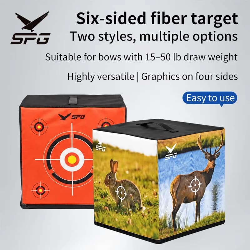 SPG Archery Target Oxford Cloth Portable 4‑Sided Printed Shooting Target 15‑50 Lbs Compound Recurve Bow Practice
