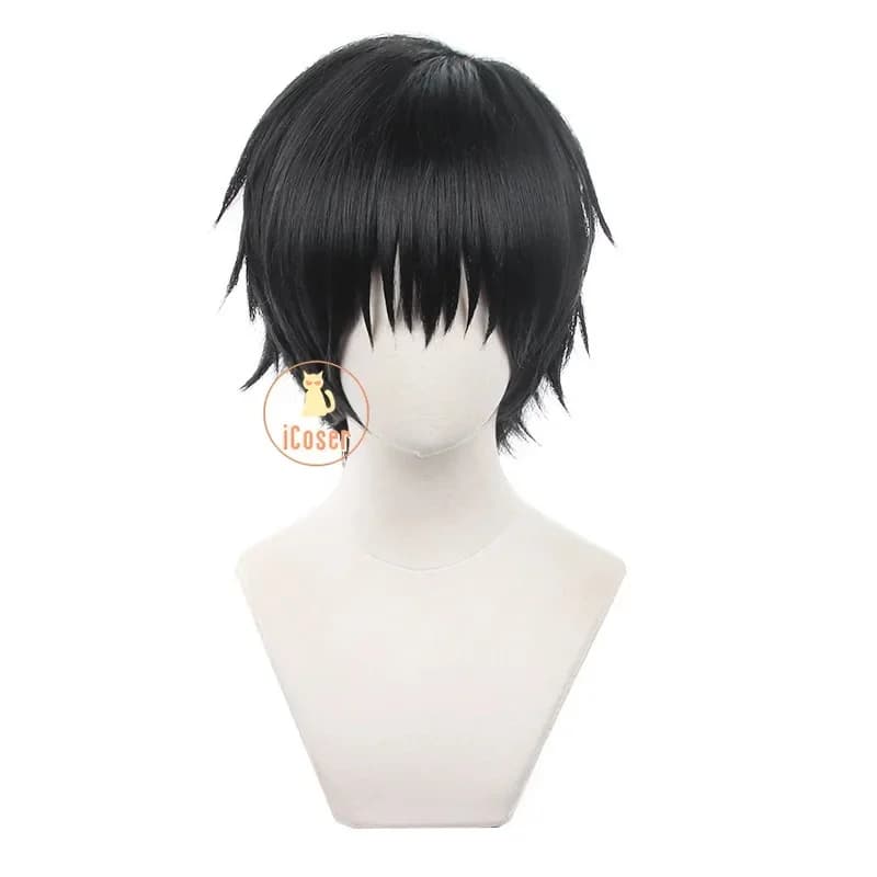 c'3,f\6;h'Anime Days Yoichi Nagumo Cosplay Wig Black Short Hair Assassin Taro Sakamoto Halloween Party Women 7;b'9.j/2\