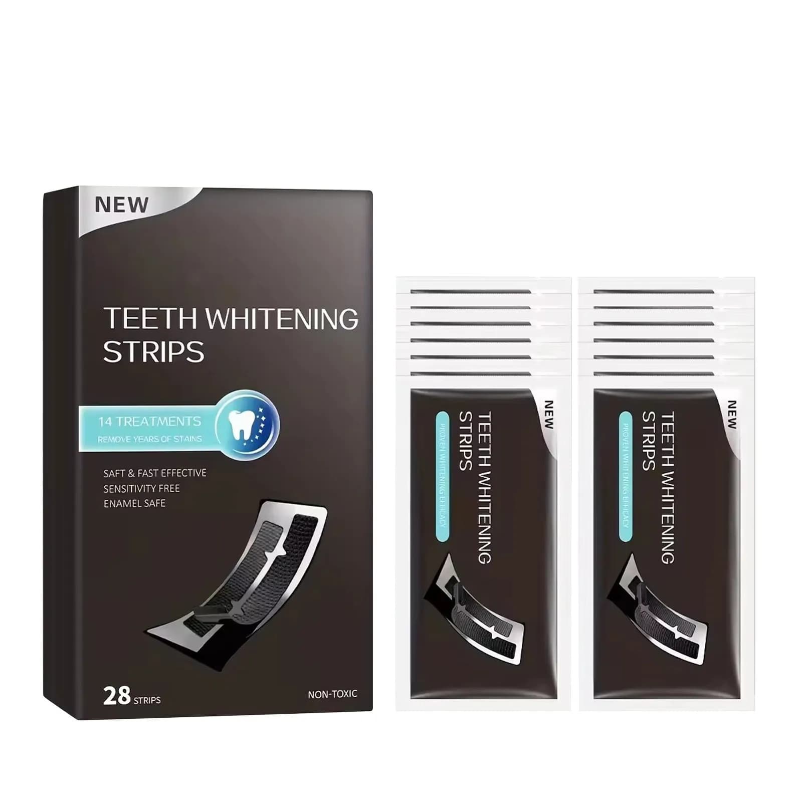Teeth whitening strips, 28 whitening agents Activated whitening strips, Teeth whitening for deep removal of stains, Safe for tooth enamel