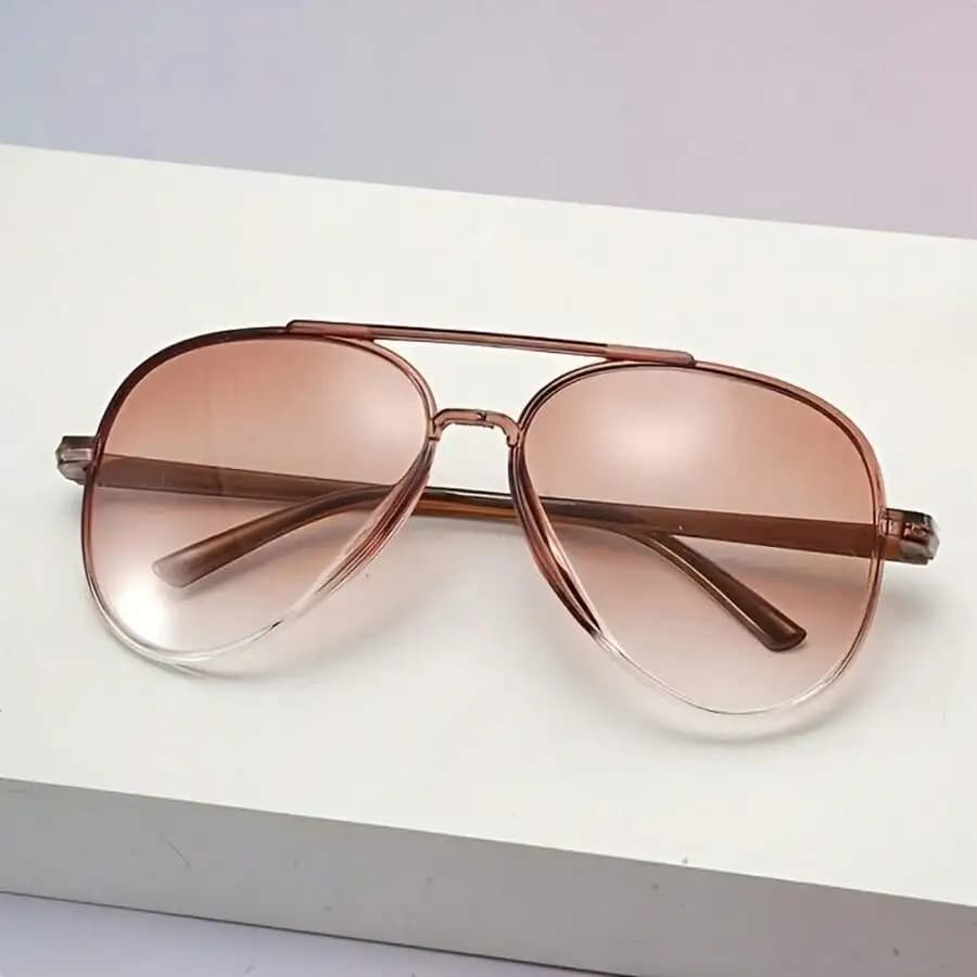 Occhiali da sole da aviatore sfumati da donna con doppia montatura trasparente, occhiali alla moda per l'uso quotidiano, spiaggia, viaggi, feste