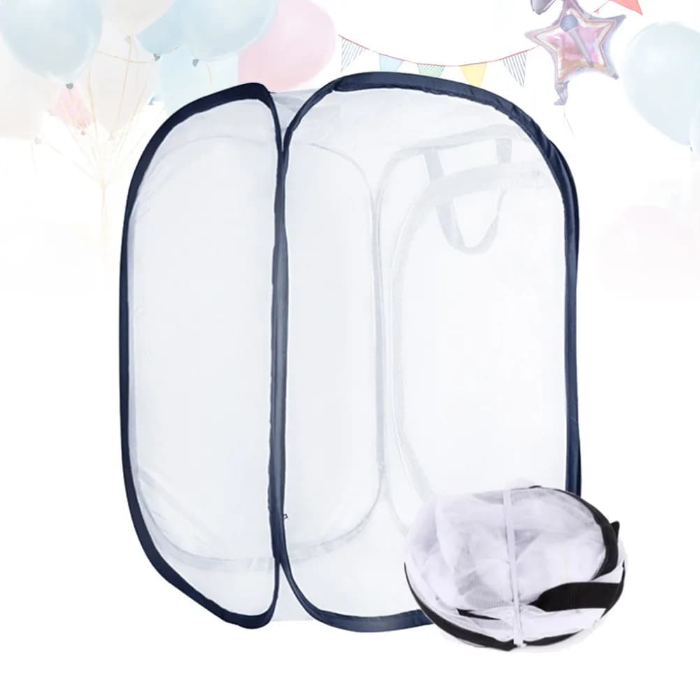 Gabbia per Insetti Pieghevole Bianca 30x30cm, Habitat Portatile in Rete per Esplorazione della Natura, Casetta per Bambini