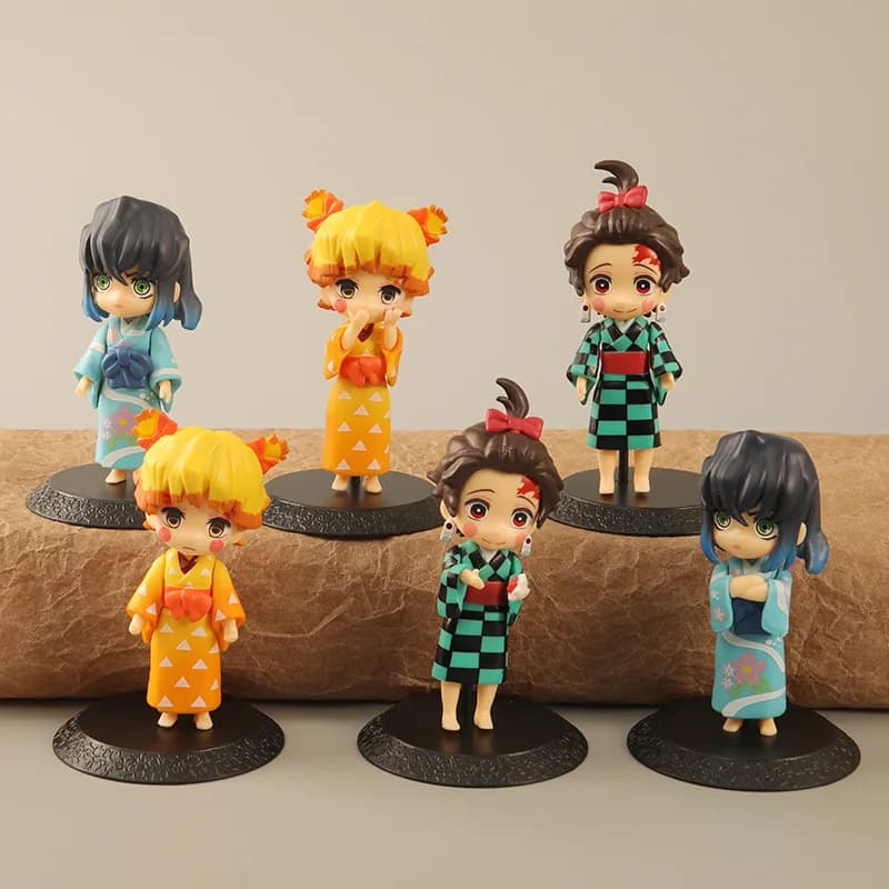 6 pz/set Anime Demon Slayer Kimetsu no Yaiba Kamado Tanjirou Agatsuma Zenitsu Hashibira Inosuke Action Figure PVC Model Toy Gift
