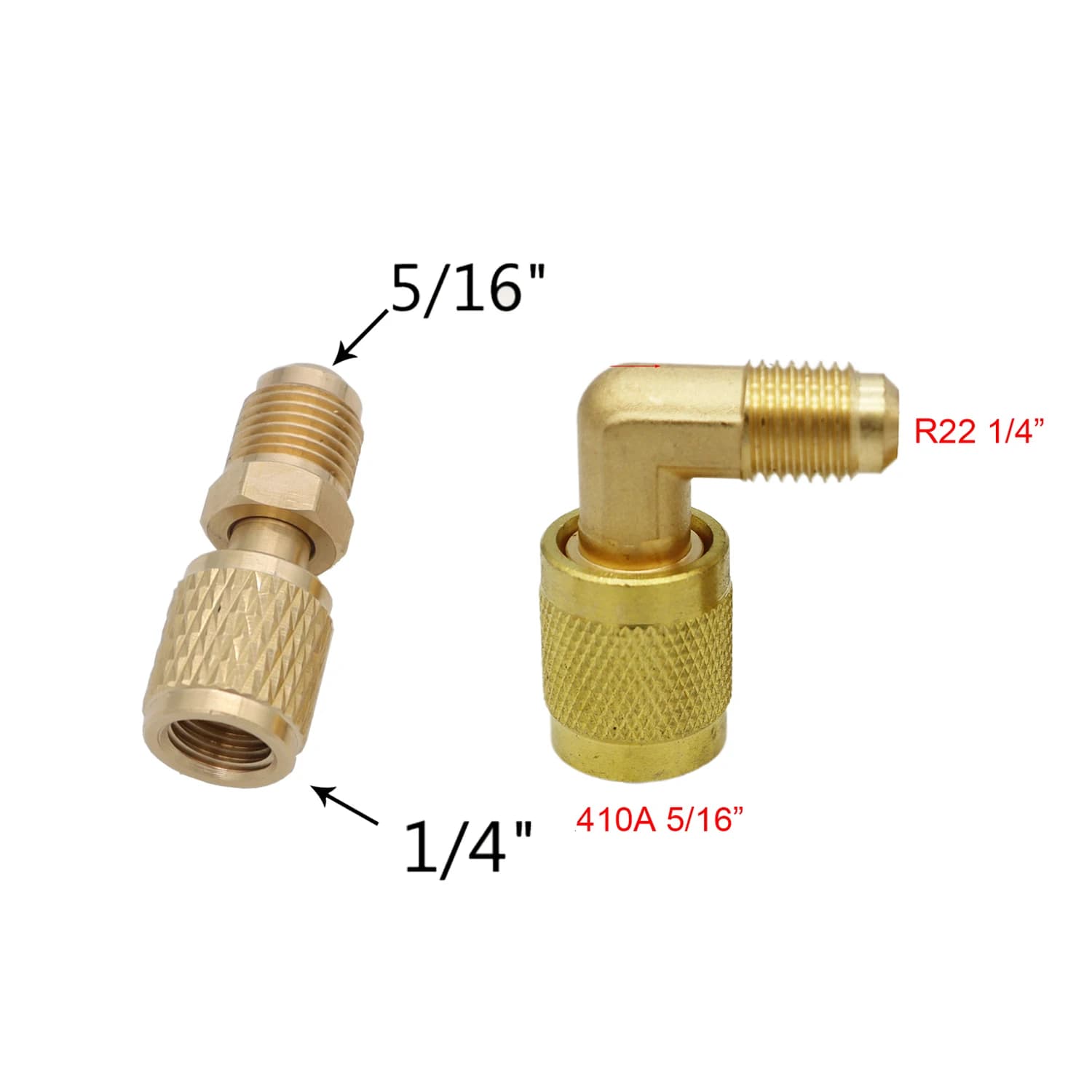 Quick Brass Joints for Vacuum Pump Set of 2 Air Conditioner Adapters from 5/16 SAE to 1/4 SAE R410a
