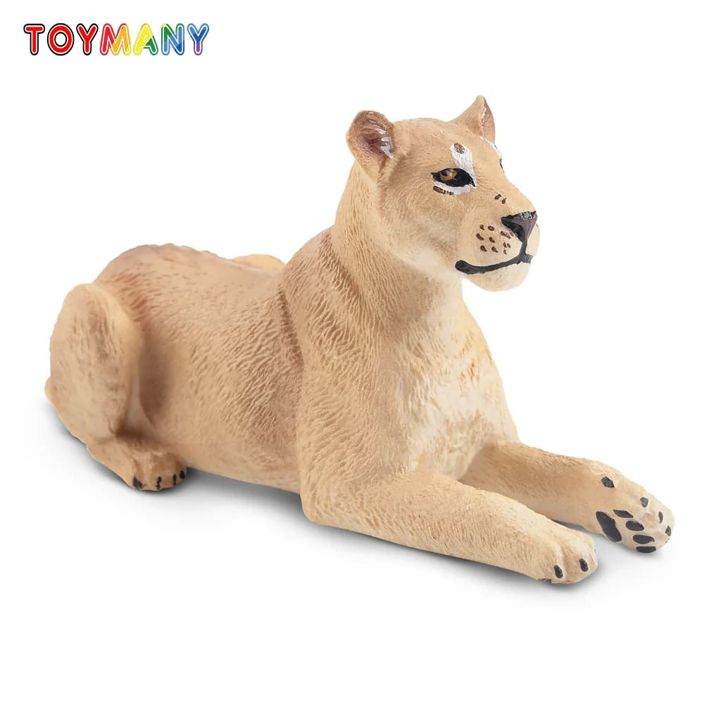 Toymany Simulazione Sdraiata Leone Fauna Selvatica Modello Animale Giocattolo Mini Leone Figure Bambole Action Figurine Giocattoli per I Bambini Regalo