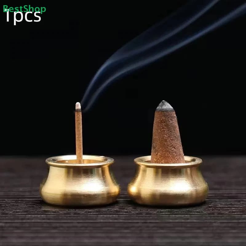 〔R〕Mini Bruciatore di Incenso in Ottone - Piccolo Incensiere per Incenso in Bastoncino/Cono (Decorazione Aromaterapica per Casa/Ufficio)