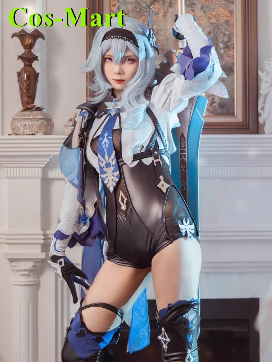 Cos-Mart Genshin Impact EuLa Cosplay Costume Dresses Battle Uniforms Clothing for Role Games Halloween Christmas