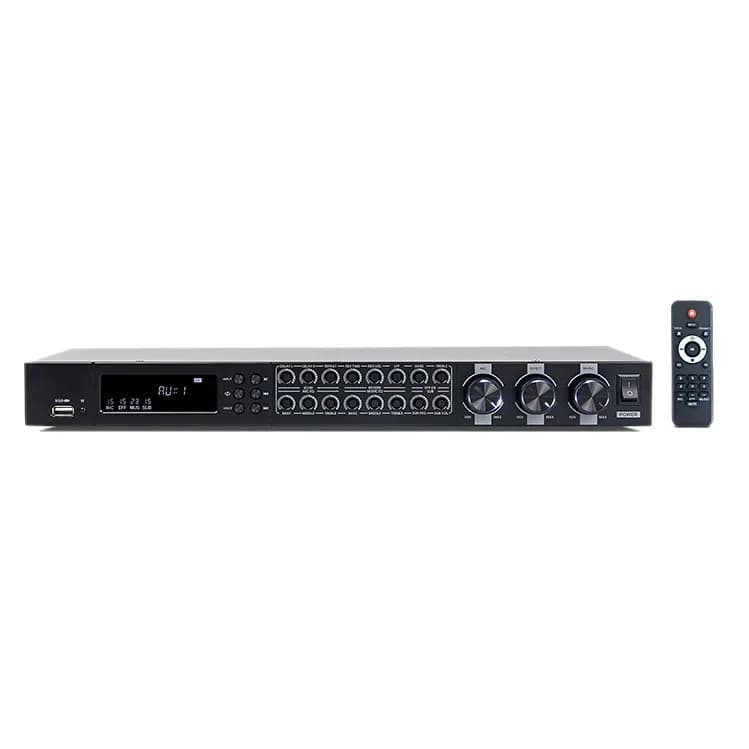 Professional Karaoke Preamp, Anti-Feedback Reverb Processor, Home KTV Stage Outdoor Audio Mixer, 4 Channel Sound Effect Machine