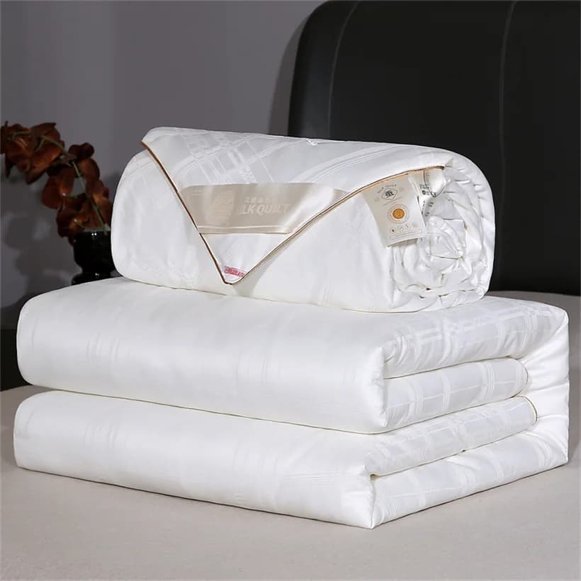 Trapunta di seta di gelso naturale al 100% di fascia alta Autunno Inverno Calda coperta Queen King Size con piumino in morbida seta 100% cotone