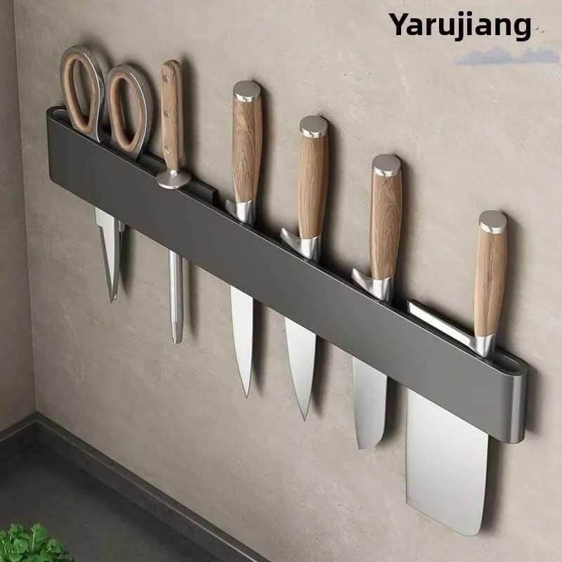 Stainless Steel Kitchen Knife Holder Wall Mounted No Drilling Required Cutlery Storage Rack for Home Use Vegetable Knife Plac...