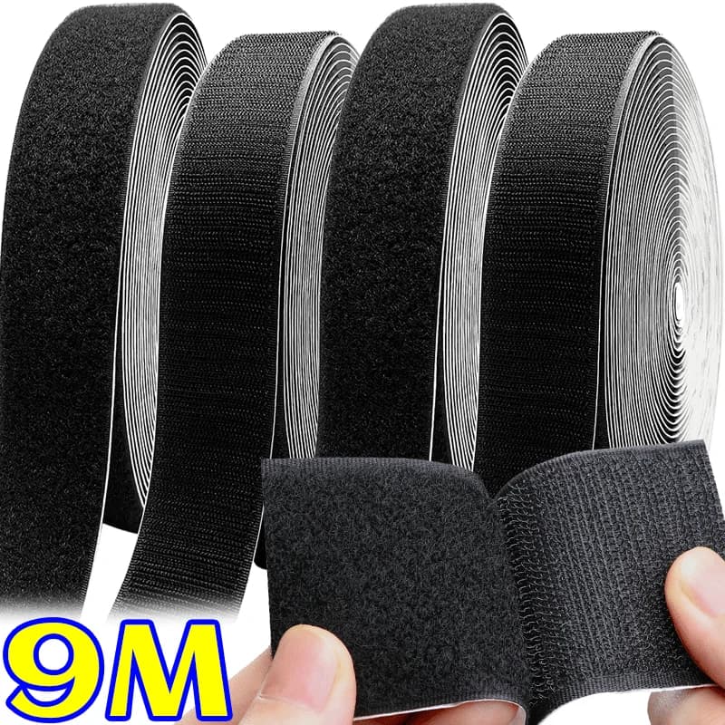 Nastro Adesivo in Velcro Autoadesivo 9M, Portatile, Senza Foratura, Rimovibile, Multiuso per Pareti, Vetro, Artigianato e Cucito