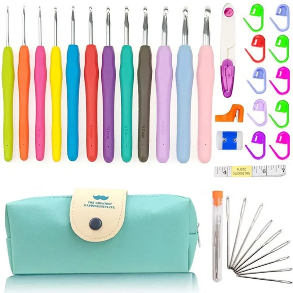 Set di Uncinetti Ergonomici con Manici Morbidi, Kit Uncinetto 5/9/12 Misure, Set di Aghi per Uncinetto da 2-8mm per Donne