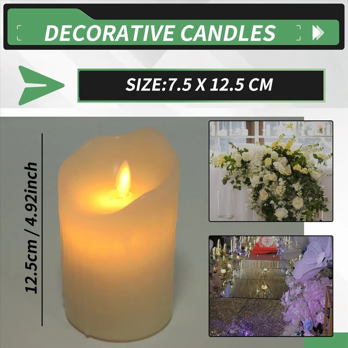 For LED A175F candles, flame-free threshing candles, rechargeable candle, real wax candles with remote control, 12.5 cm