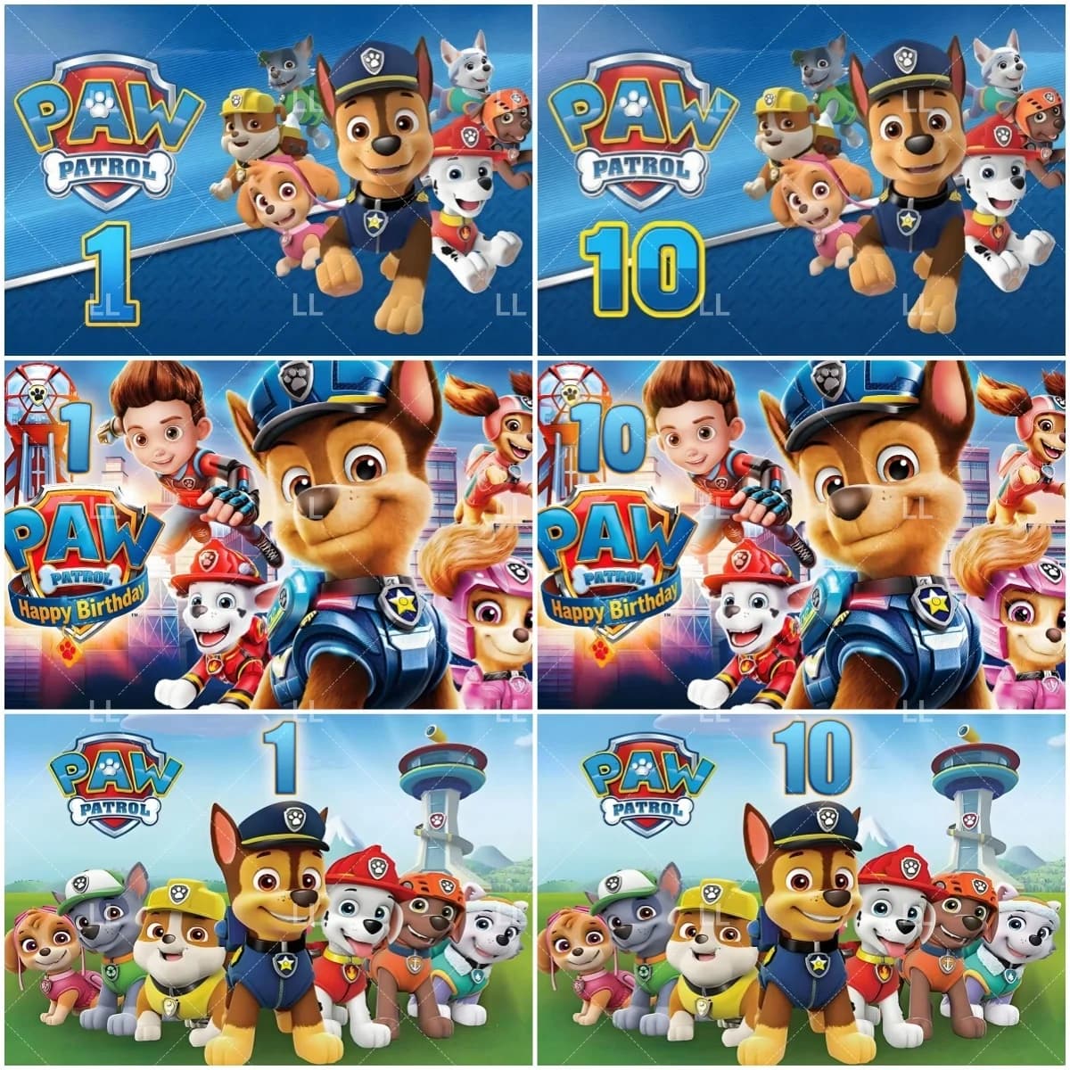 Decorazioni per Festa di Compleanno Bambini 1-10 Anni PAW Patrol, Sfondo Fotografico Blu con Simpatici Cuccioli, Accessori per Baby Shower, Regalo per Ragazzi