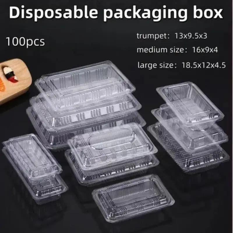 100PCS Transparent Disposable Food Containers Tight Seal Crush Resistant Packaging Boxes for Home Daily Meal Prep