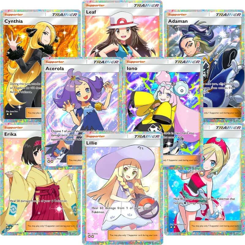 Gioco tascabile A Series Trainer Cards Sabrina Cynthia Lillie Self-Made Carta fai da te Texture incise Singoli Anime Collection Card