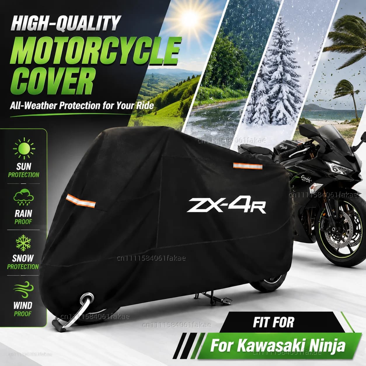Motorcycle Cover Waterproof Outdoor All Season Dustproof UV Protective Moto Scooter Rain Cover For Kawasaki Ninja ZX4RR ZX 4RR