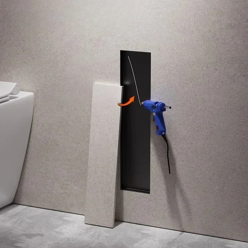 Nicchia a scomparsa in acciaio inox per WC, Porta scopino, Cestino a incasso, Porta fazzoletti WC