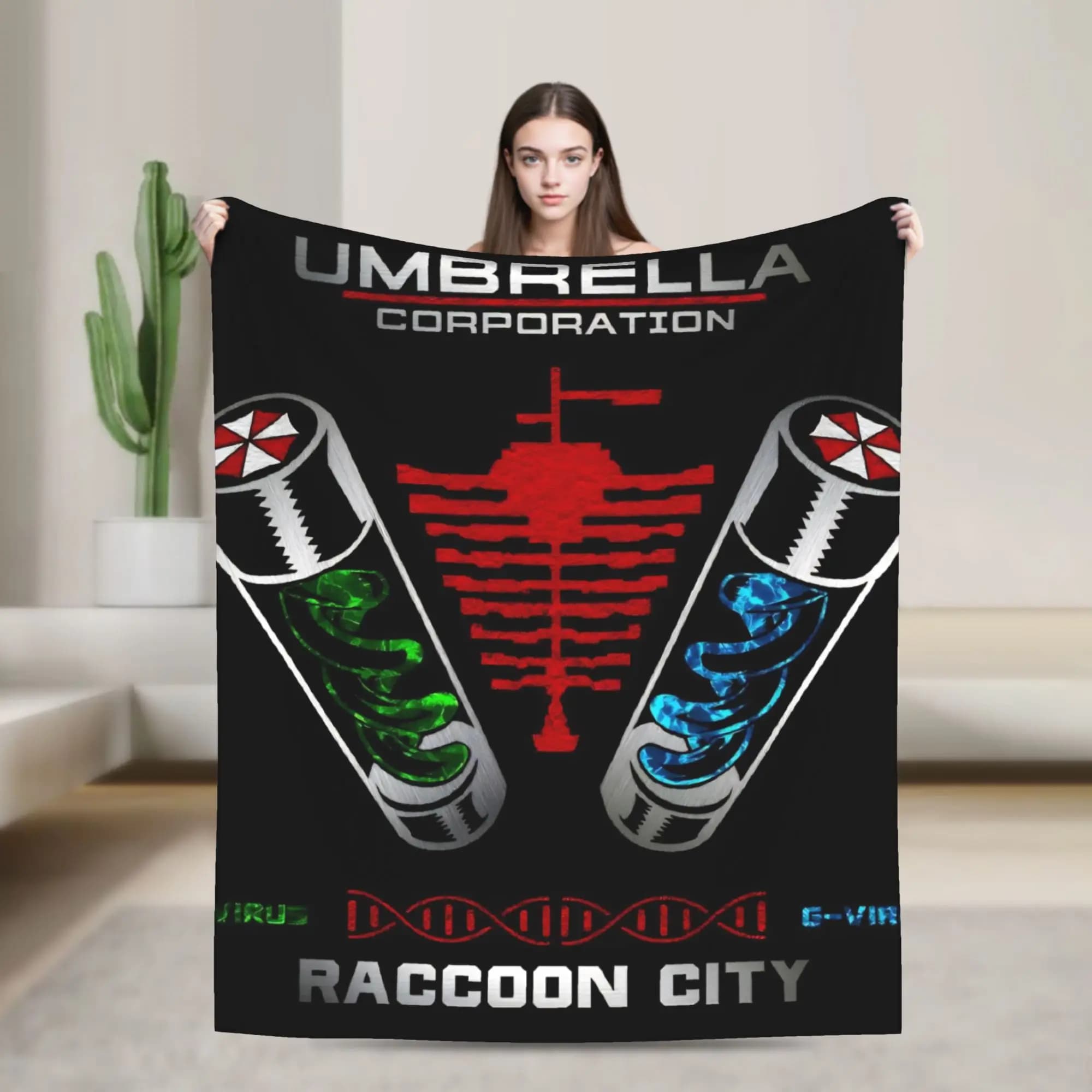 Raccoon City Umbrella Soft Warm Blankets Airplane Travel Plush Throw Blanket Fluffy Couch Bed Flannel Bedspread Sofa Bed Cover