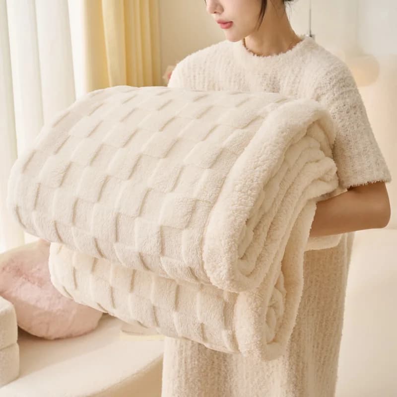 Coperta invernale calda e morbida in lana di agnello artificiale, doppia fodera per divano in peluche, coperta da tiro, lenzuolo matrimoniale king size