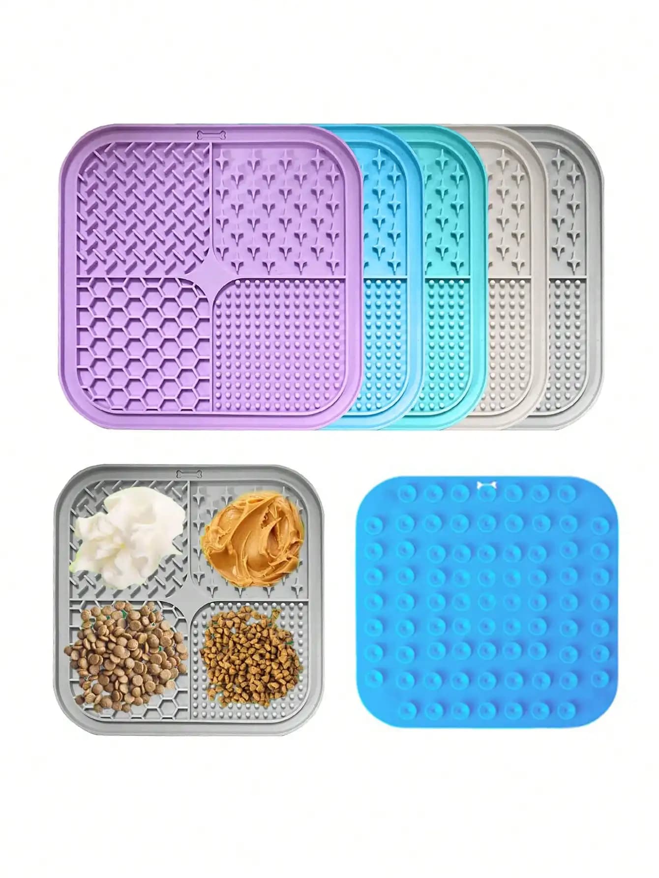 1 tappetino in silicone per ciotole per cani e gatti, tappetino anti-ingozzamento con design a ventosa