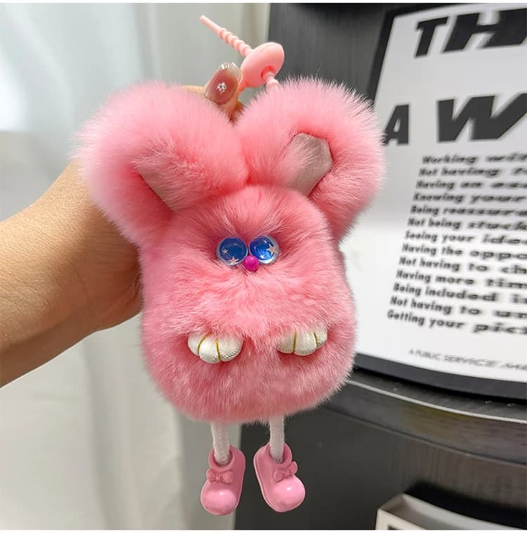 Ciondolo Mini Coniglio Carino in Vera Pelliccia di Coniglio Rex, Portachiavi da Donna, Charm per Borsa, Anello Portachiavi per Auto, Ornamenti, Giocattolo di Peluche per Ragazze, Ninnoli, Regalo Classico