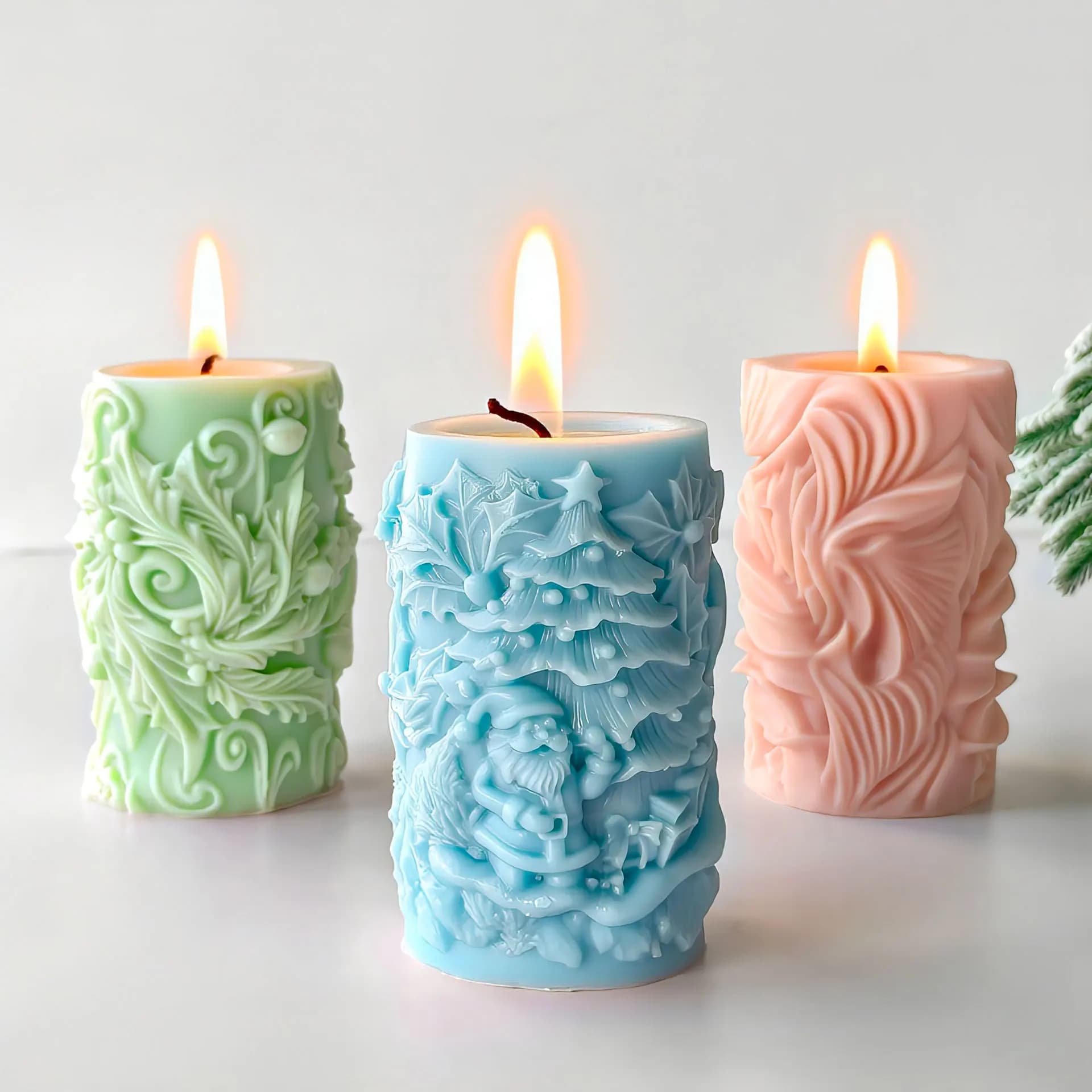 Serie natalizia Pigna Confezione regalo di Babbo Natale Stampo per candele Stampo in silicone per gesso aromatico fatto a mano Stampi per candele natalizie a cilindro