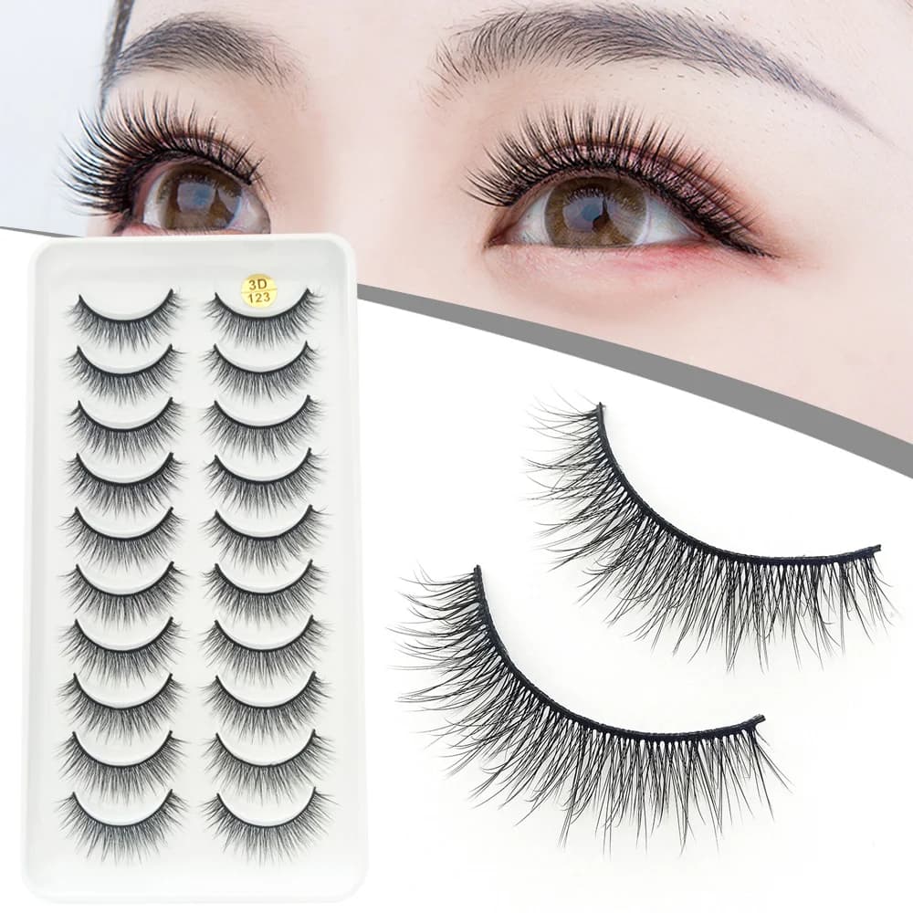 10 paia di ciglia finte soffici 3D ciglia autoadesive non o incollare design necessario per strumenti di bellezza per amanti del trucco di bellezza per blogger di bellezza