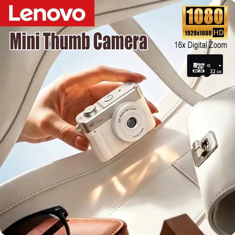 Lenovo New Mini Thumb Camera Keychain 1080P CCD Ideal for Students and Travel Vlogs Supports Photo Capture and Mobile Transfer