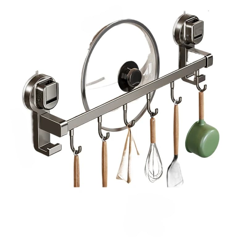 * Cremagliera da cucina Nessun gancio per perforazione Asta per appendere ventosa Coperchio per pentola Cucchiaio Pala appendiabiti