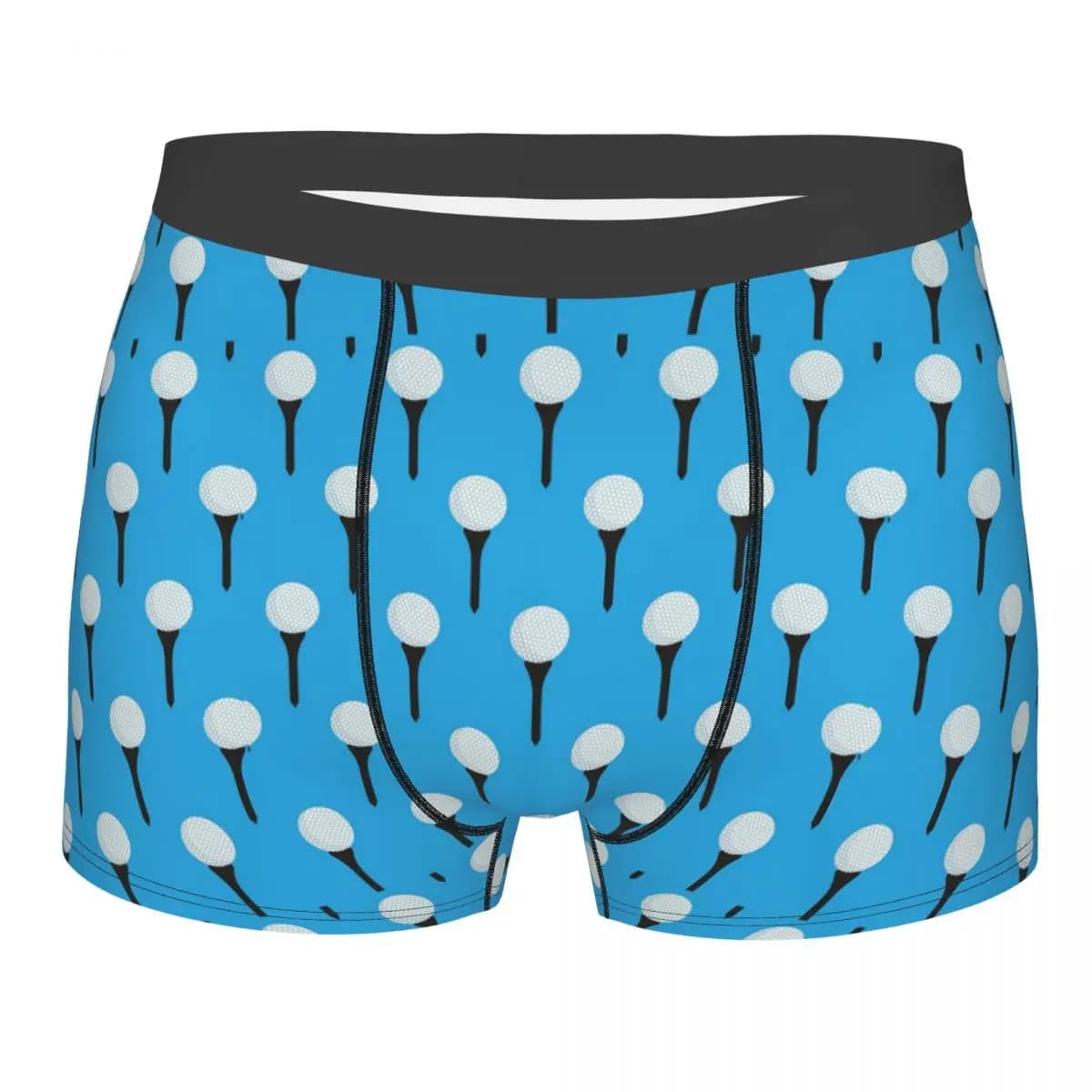 Boxer Underpants Shorts Golf Ball And Tee Pattern (Cyan Blue) Panties Men's Ventilate Underwear for Homme Man Boyfriend Gift